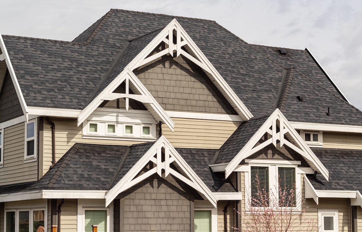 how long does a roof last The roof of the house with details of exterior. Street view, nobody.