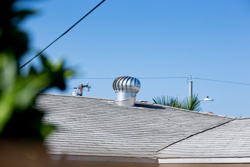 A view of a roof turbine vent. roof vent installation