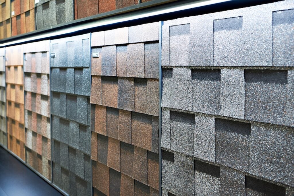 certainteed landmark shingles colors Laminate roof tiles for decorative finishing on display in store