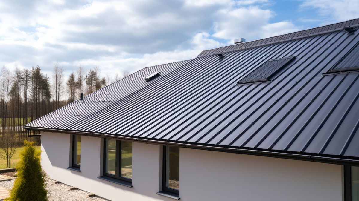 dark grey residential roofing metal modern house