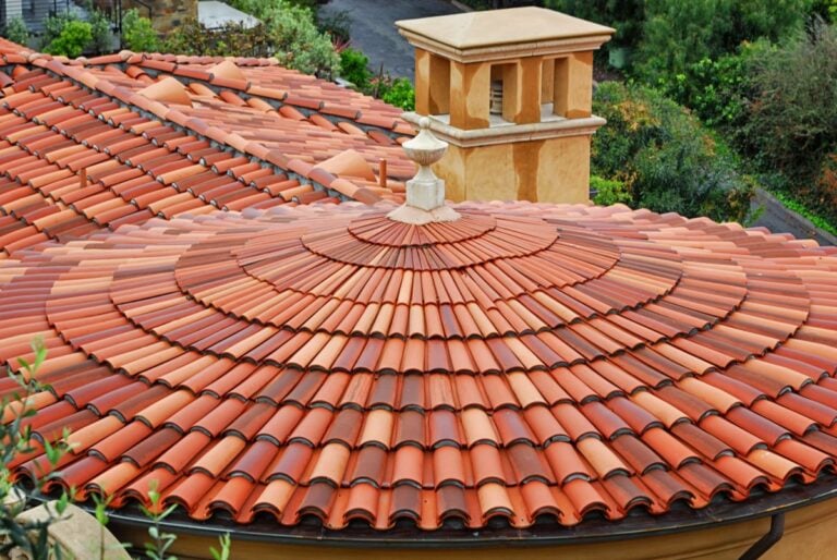 residential roofing orange tiles big round building