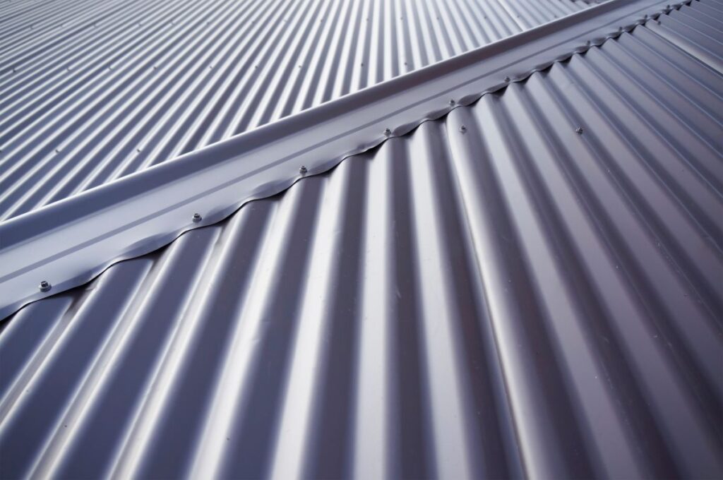 Metal colourbond roof in blue-gray colour