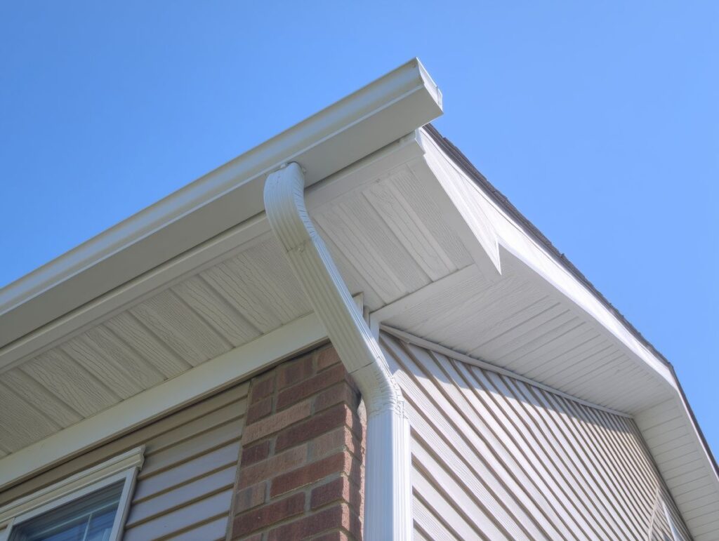 White gutter guard system, fascia